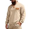 Men's Casual Half-Button Stand Collar Sweatshirt Contrast Patch Design Long Sleeve Pullover Top
