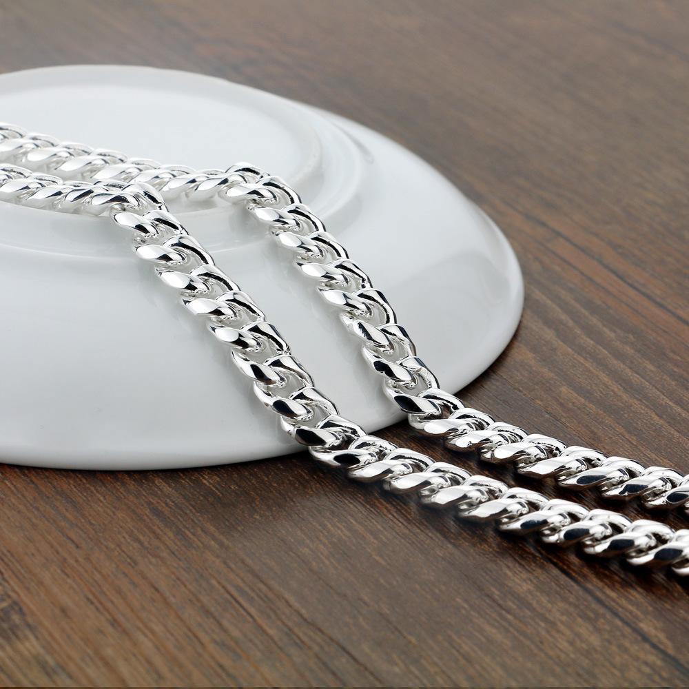 Men's Hip Hop Horsewhip Chain Necklace Thick Platinum Plated European and American Geometric Jewelry