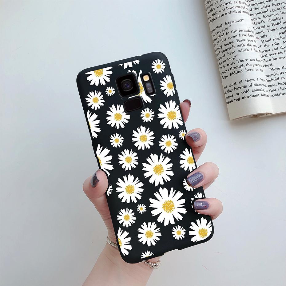 Fashion Daisy Flower Cute Silicone Cartoon Phone Case for Samsung Galaxy S9 S9 Plus Samsung S 9 Samsungs9 Plus S9plus Case Cover