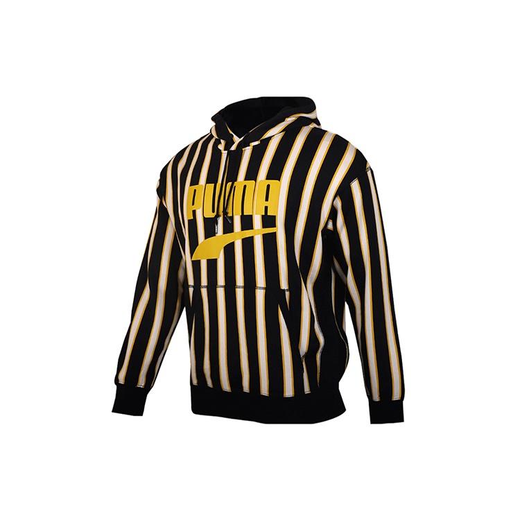 PUMA Striped Hoodie  Black Yellow White  Men s 596004-01 L