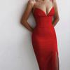 Women's Sexy Spaghetti Strap Slim-fit Solid Color Evening Dress