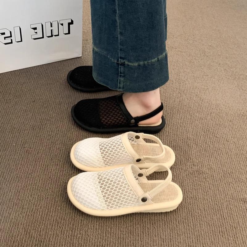 Sandals Women's Summer Outer Wear 2025 New High-end Mesh Hollow Two Wear Hole Shoes One Pedal Bag Head Half Slippers