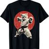 Cat Karate Judo, an Interesting Graphic T-shirt of the Japanese Flag and a Funny Printed Pattern Top