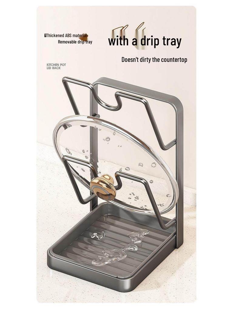 Vertical Kitchen Lid & Pan Rack: Wall-Mount & Countertop Cutting Board Holder