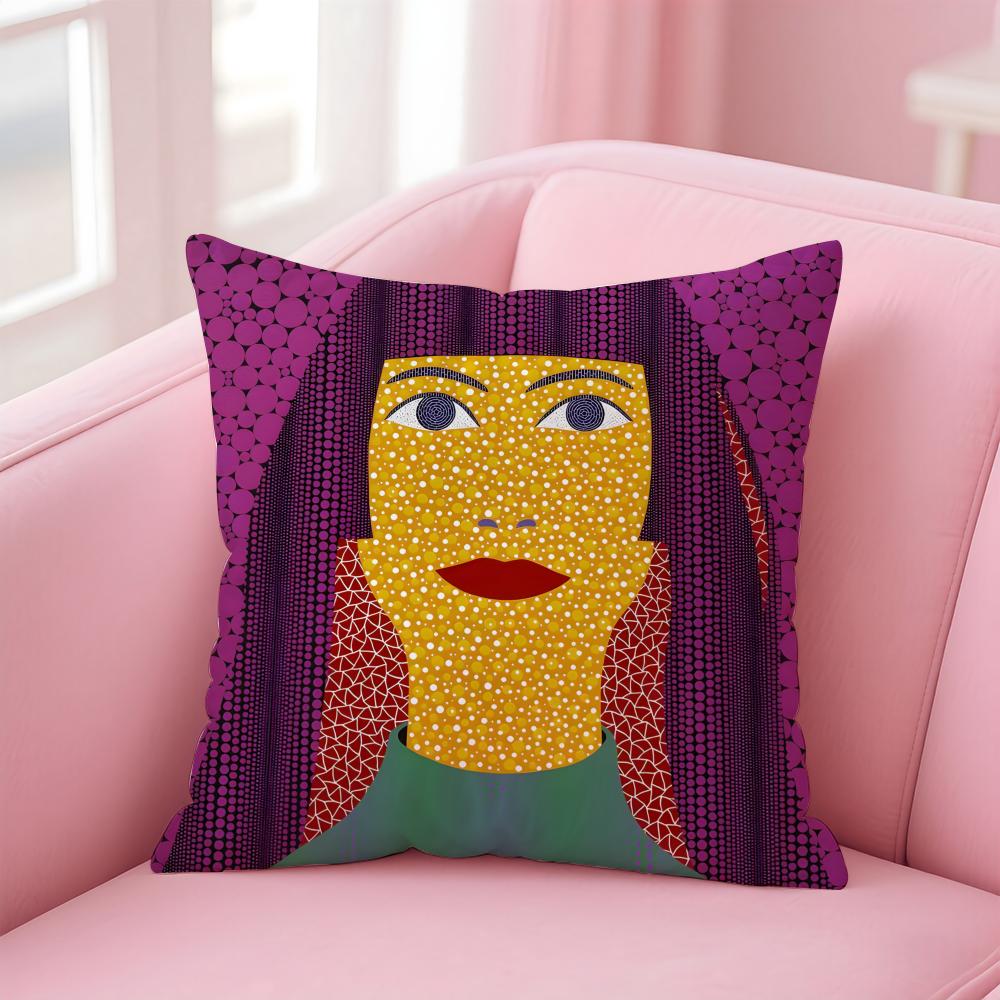 YYayoi Kusama series Cushion Cover Pillowcase Short Plush Invisible zipper Room Sofa Cushion Cover
