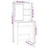 Makeup Table with LED Lighting Sonoma Oak Finish 60 x 40 x 140 cm