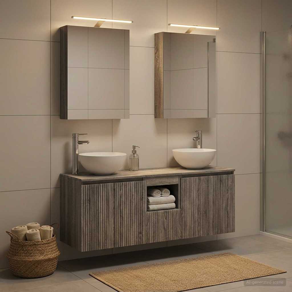 Bathroom Cabinet Set 5 Pcs Grey Sonoma 50 X 14.5 X 70 Cm