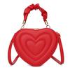 Solid Shoulder Crossbody Bag PU Leather Heart Shape Handbag for Daily Activity