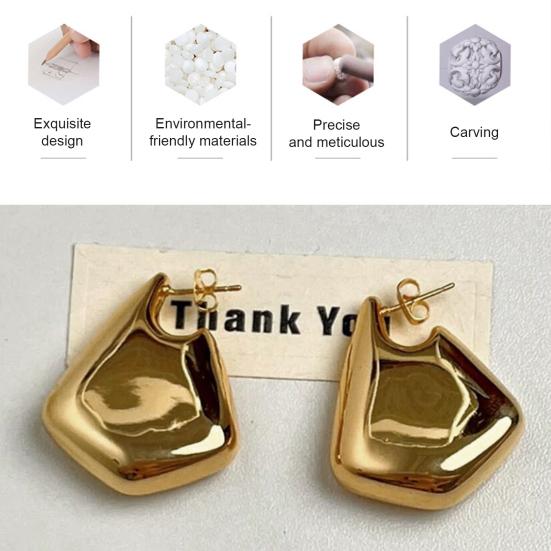 1 Pair Chunky Earrings for Women, Polished Geometric Dangle Earrings, Large Statement Jewelry Accessories
