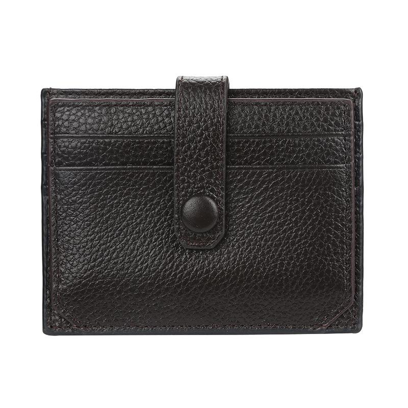 Baellerry Men and Women Multifunctional Short Purse Genuine Leather Wallet Ultra Thin Card Holder Unisex Billfold Snap Button Driver's License Bag