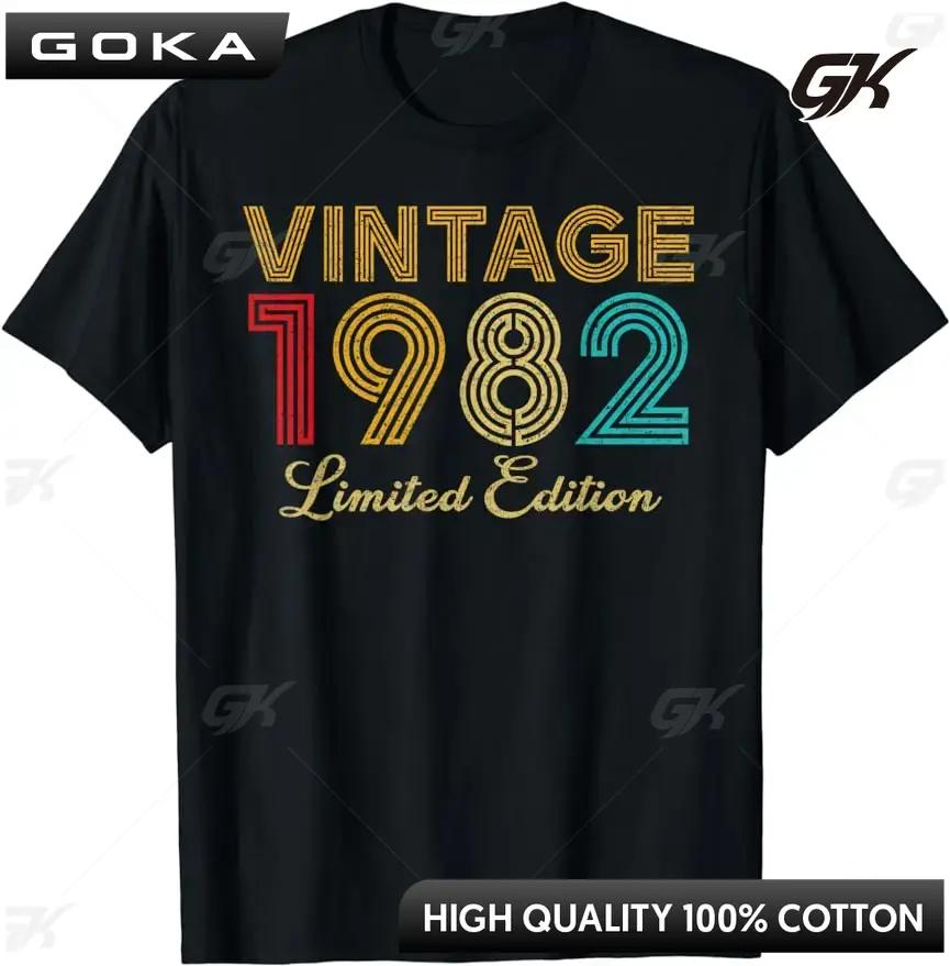 Vintage Born 1982 Retro Birthday Gifts for Mens Graphic Printed TShirts Birthday Gifts for Men Women Summer Streetwear TShirt