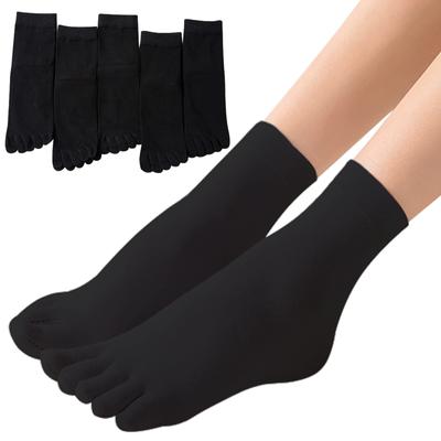 5 Toe Hard To Take 5 Toe Odor One Size Fits Mid Length of 5 Pairs In 5 [MgDa] Women's Socks, Off, Socks, Breathable, Resistant, Most, (U Black/Set