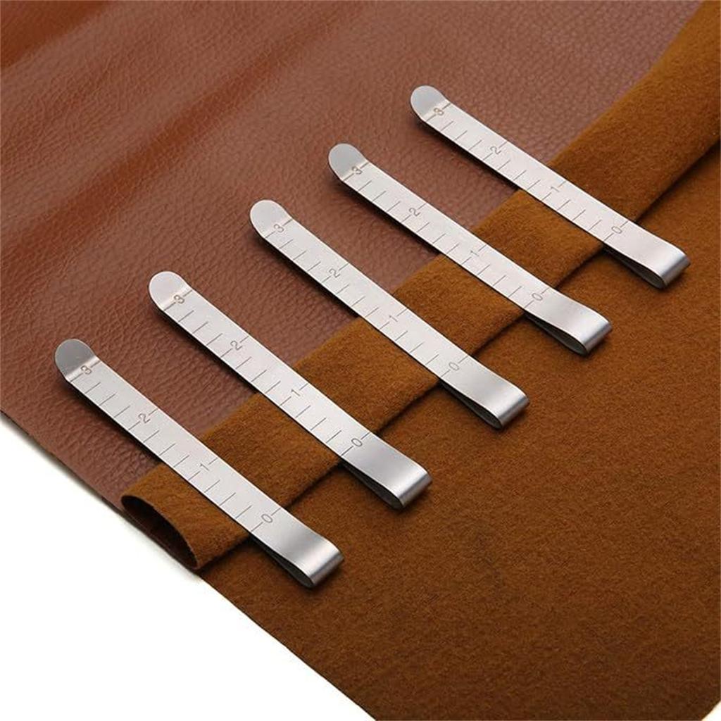 20Pcs Metal Fabric Sewing Clamp Stainless Steel Hemming Clips with 3Inch Measuring Ruler for Quilting Fabric Marking