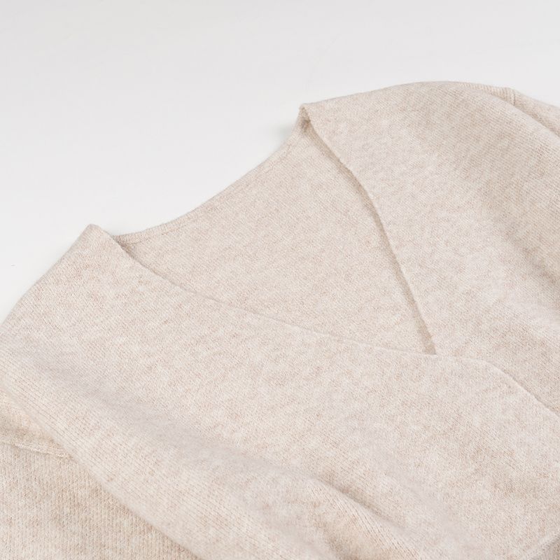 Kaslead New Arrival Women's Clothing Fashion Style Stylish Simple and Versatile Casual Lace Up Cardigan Long Sleeves Sweater