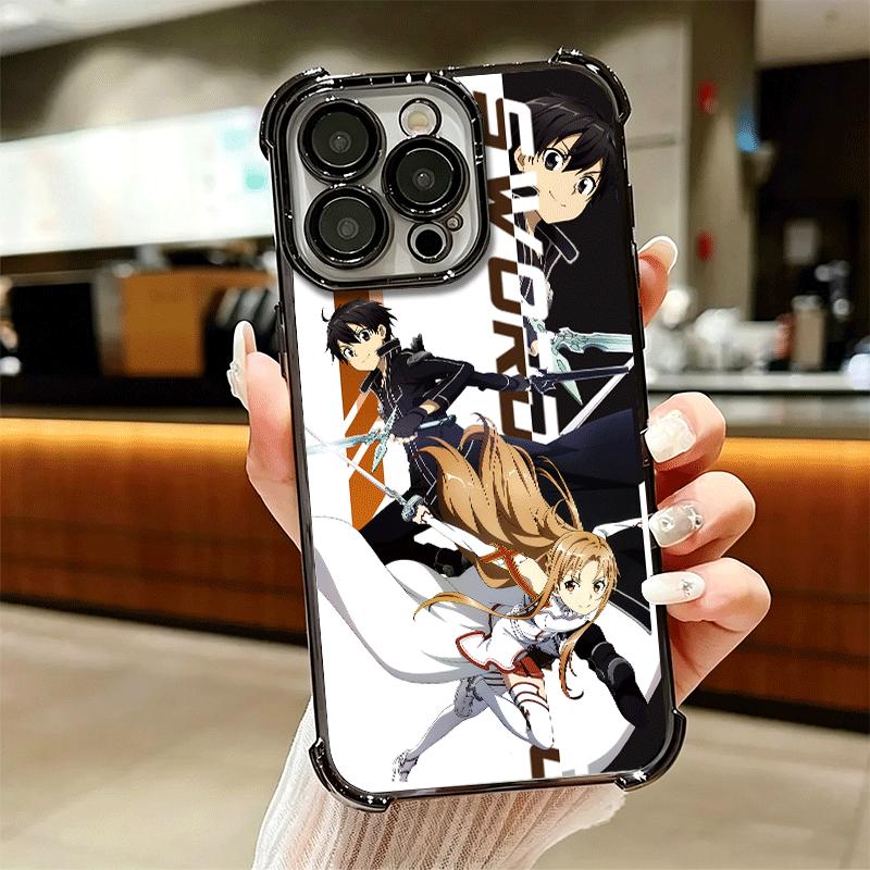 Anime Sword Art Online SAO Plating Phone Case For Iphone 16 17 Pro Max Air 16E 14 15 Plus 12 13 Mini Anti-Fall Airabag Cover
