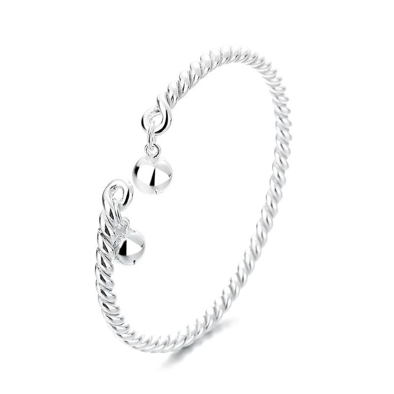 S999 Sterling Silver náramek s masivním stříbrem, One Step, One Ring, One Thought, Two Palace Bells, Náramek, Valentýnský dárek pro přítelkyni