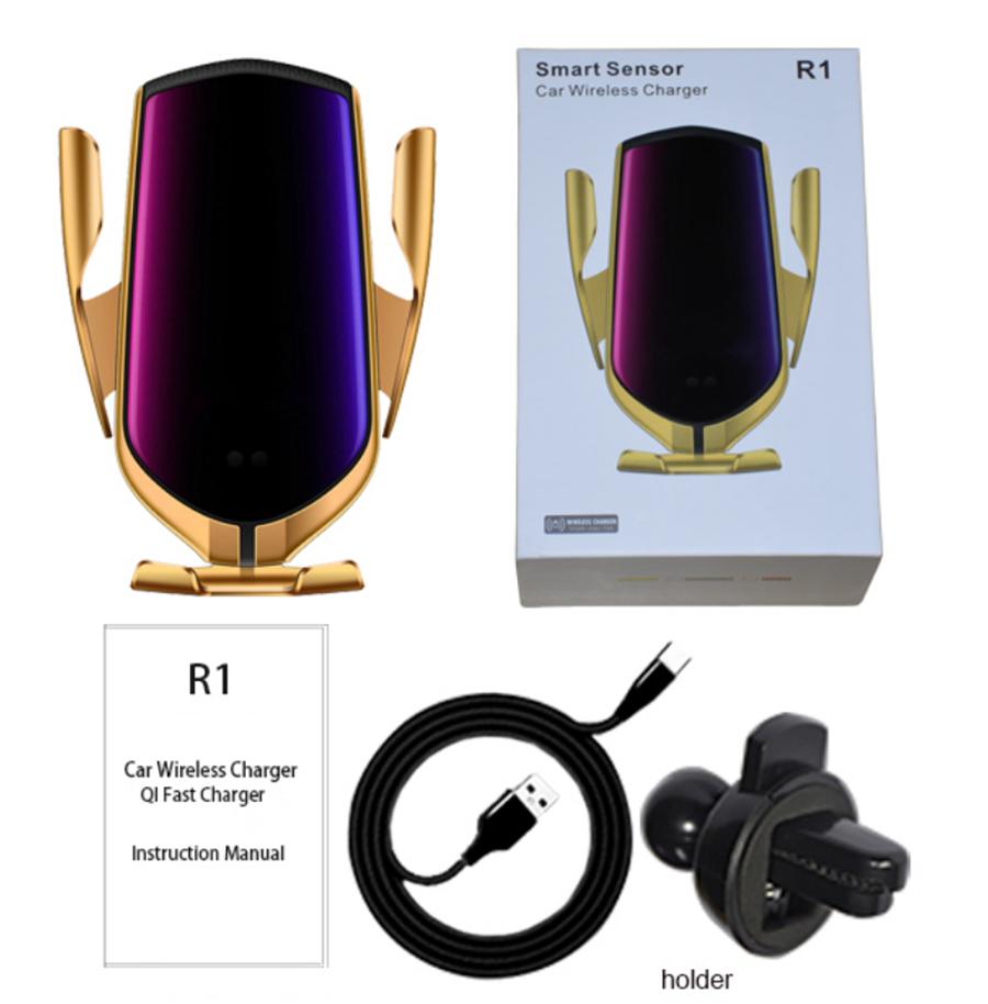 Wireless Charger Automatic Clamping Phone Holder Universal GPS APP Positioning