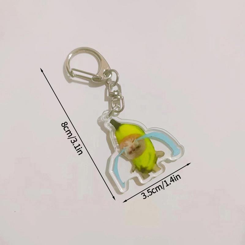 Banana Happy Cat Keychain Acrylic Funny Meme Keyring Backpack Hanging Pendant Mobile Phone Bag Charms Cute Keychain Accessories