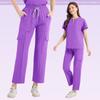 Uniforme Médical Blouse Pantalon Femmes Ensemble de Blouse Médicale à Poches + Pantalon Costume 2 Pièces Vêtements d'Infirmière pour Bloc Opératoire Salon de Beauté Vêtements de Travail