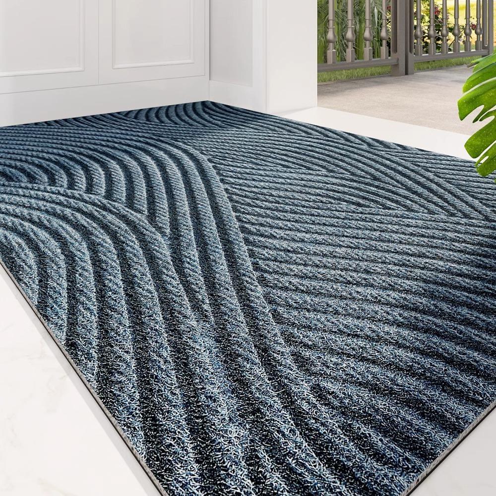 Geometric Wave Pattern Welcome Door Mats Waterproof Floor Mat Heavy Duty Door Rug  Garden
