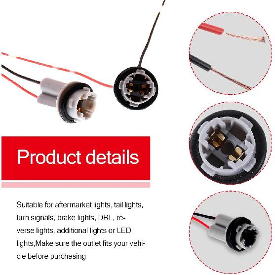 2 PCS T15 Harness Pigtail Socket, T10 T13 T15 Car Light Bulb Wire Wiring Harness Socket Connector, for Bulbs Turn Signal Lights Brake Lights