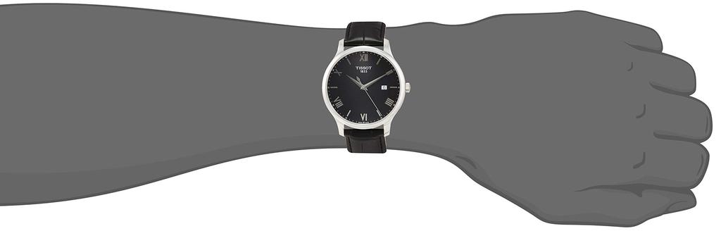 Tissot Tradition Men's Watch with Leather Strap, Black Dial, T0636101605800
