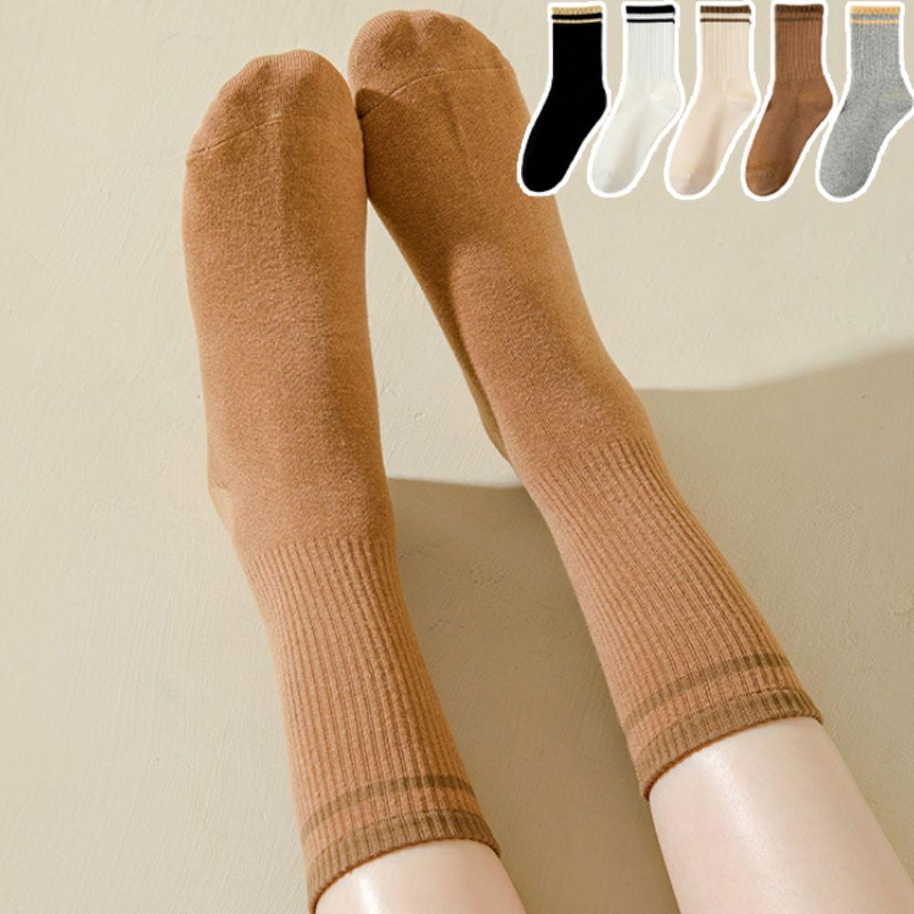 10Pairs Simple Mid-calf Socks Patchwork Women Tube Socks Ins Stripe Socks  Girl