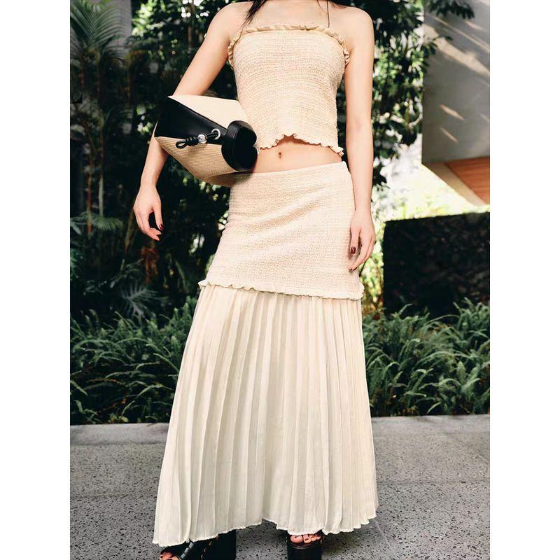 Za2025 Summer New Women clothes Wrap-around Style Top 4192043 712 Knitted Skirt 4192042 712