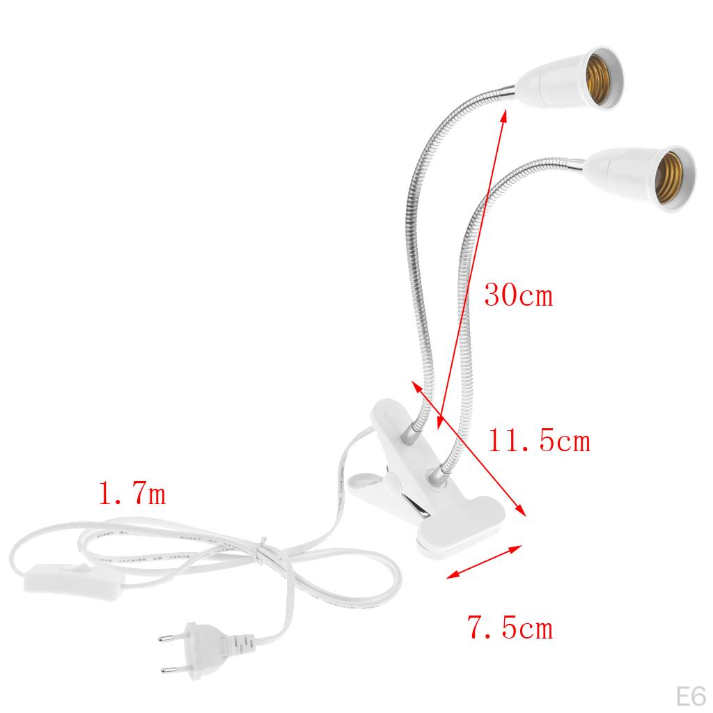 EU Plug E27 2-head Clip On Reading Light Base Desk Lamp Socket