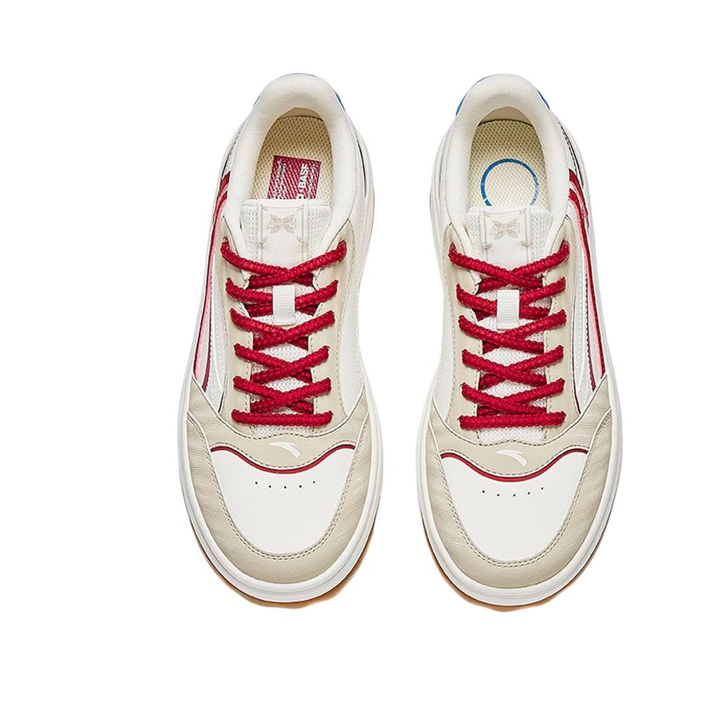Anta Sunny Breeze Cushioning Abrasion Resistant Low top Skateboard Shoes Women's Beige White Red 122638035-2