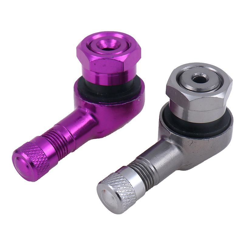 Lot De 2 Tiges De Valve Moto à 90° - Aluminium CNC - Pour Roues Sans Chambre à Air 11,3 Mm - Couleur Bleue