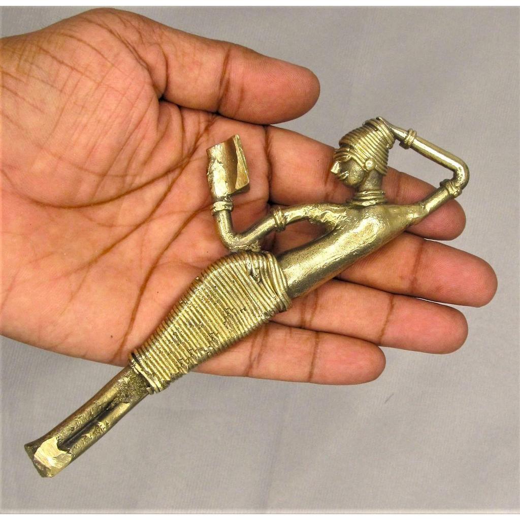 Handmade Dokra Reading Lady Figurine  Showpiece | Tribal Brass Art