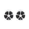 26C Early Spring Resort Collection Floral Design Metal Earrings Women Earrings Silver Black Pearl-White ABG899-B22988-U6096