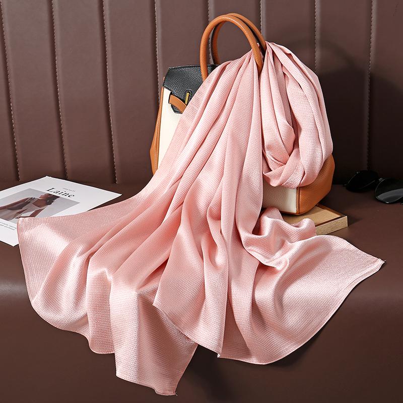 Solid Color Luxury Fashion Women Hijab Scarf Long Silk Soft Comfortable Scarves Shawl Muffler Neckerchief Outdoors Bandanna Lady