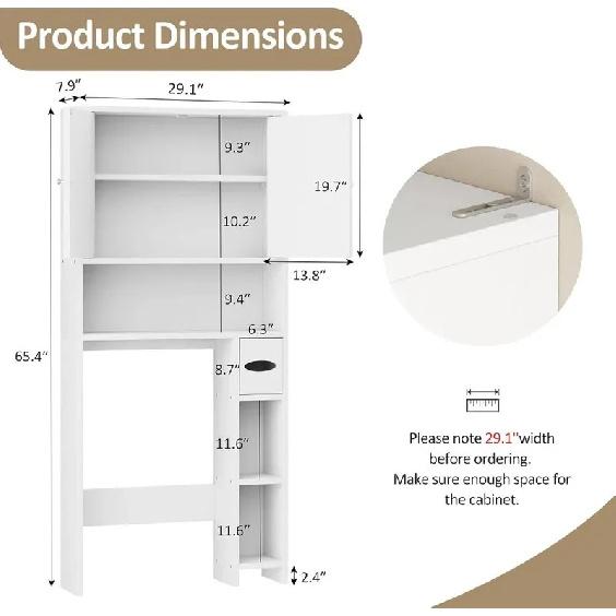 Bathroom Storage Cabinet Over Toilet with Toilet Paper Holder Stand, Freestanding Bathroom Storage Organizer Cabinet Space Saver
