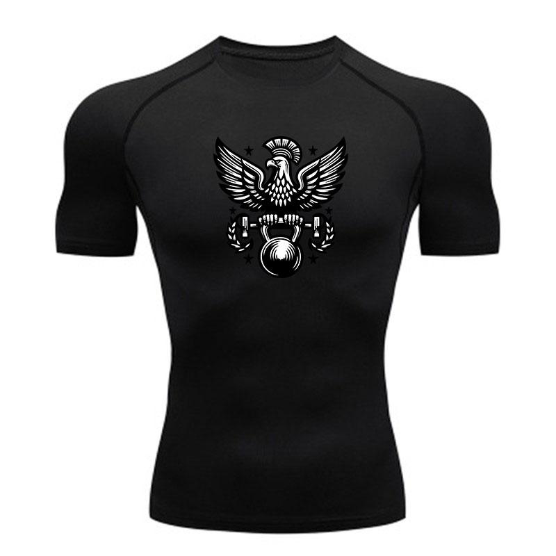 Men's Compression Athletic T-Shirt, Eagle Spartan Barbell Ke