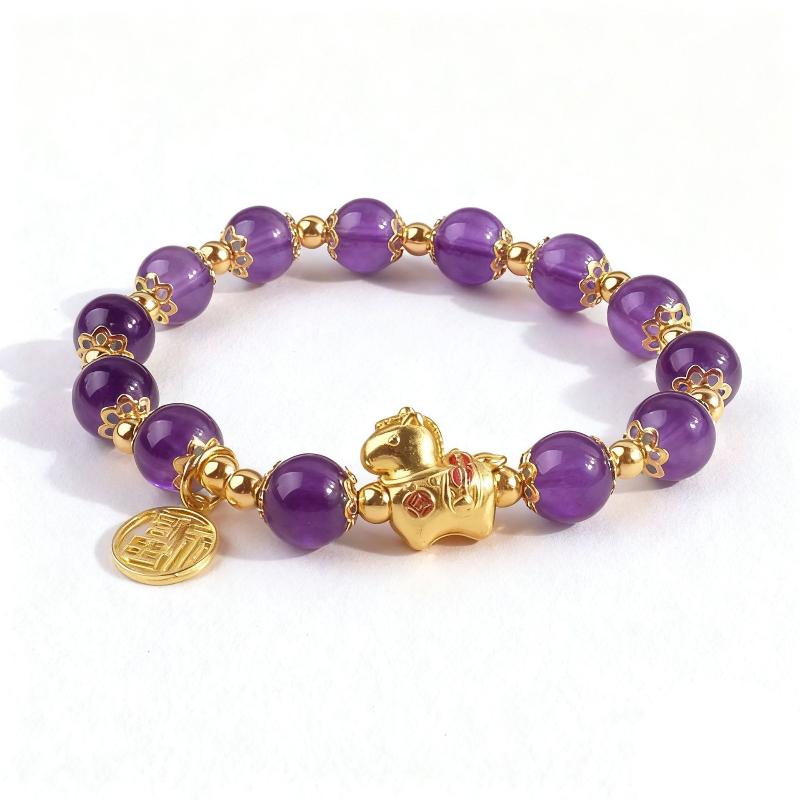 

Счастливая лошадь на Новый год Браслет из бусин для женщин Элегантные красные бусины Амулет с иероглифом «Фу» Браслеты 2026 Китайский фестиваль Ювелирные изделия Подарки