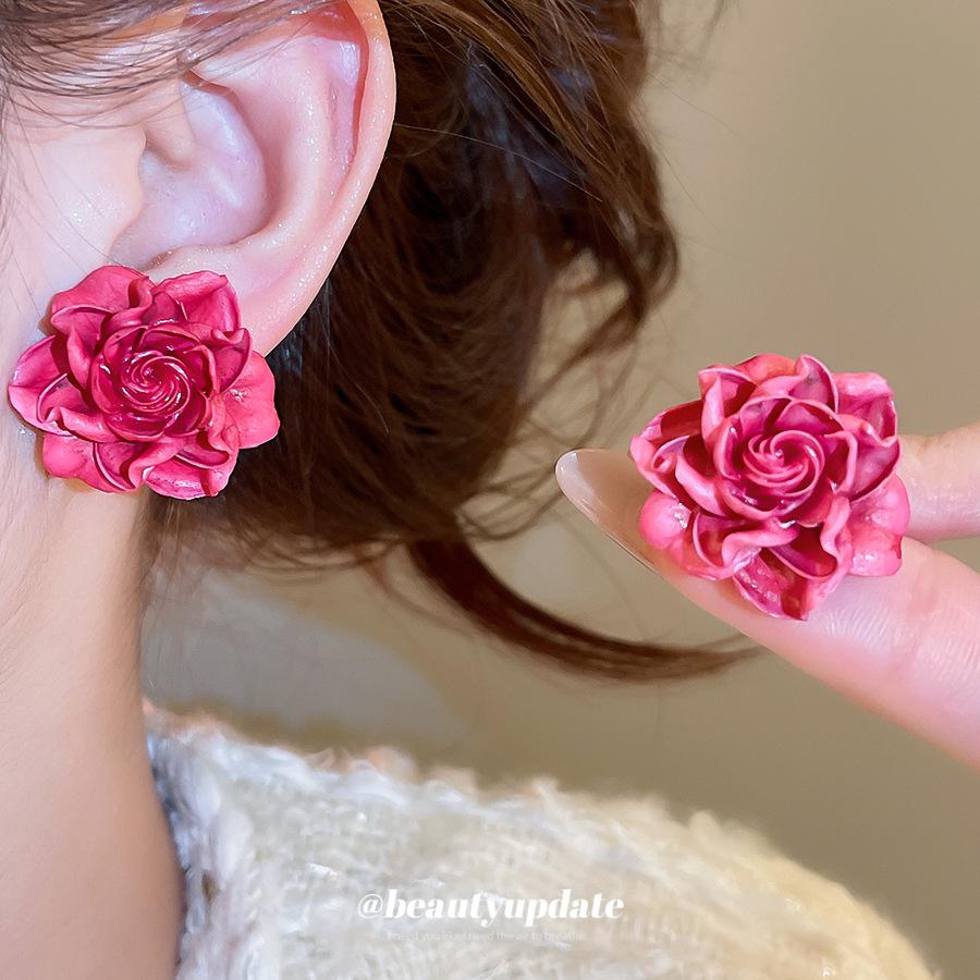 Wysokiej klasy trójwymiarowe kolczyki z żywicy kwiatowej - Eleganckie, wszechstronne, modne