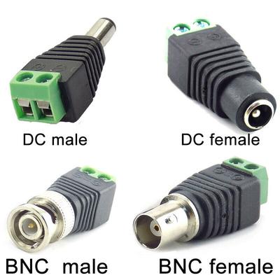 2 pz 12 V DC BNC Maschio Femmina Connettore Coassiale CAT5 Video Balun Spina Adattatore per Luci di Striscia del Led Accessori Per Telecamere CCTV