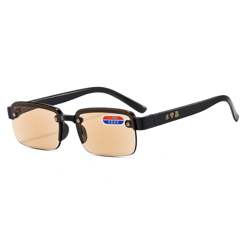 

Retro Half Frame Crystal Reading Glasses For Men And Women HD Presbyopia Anti Radiation Eyeglass C2