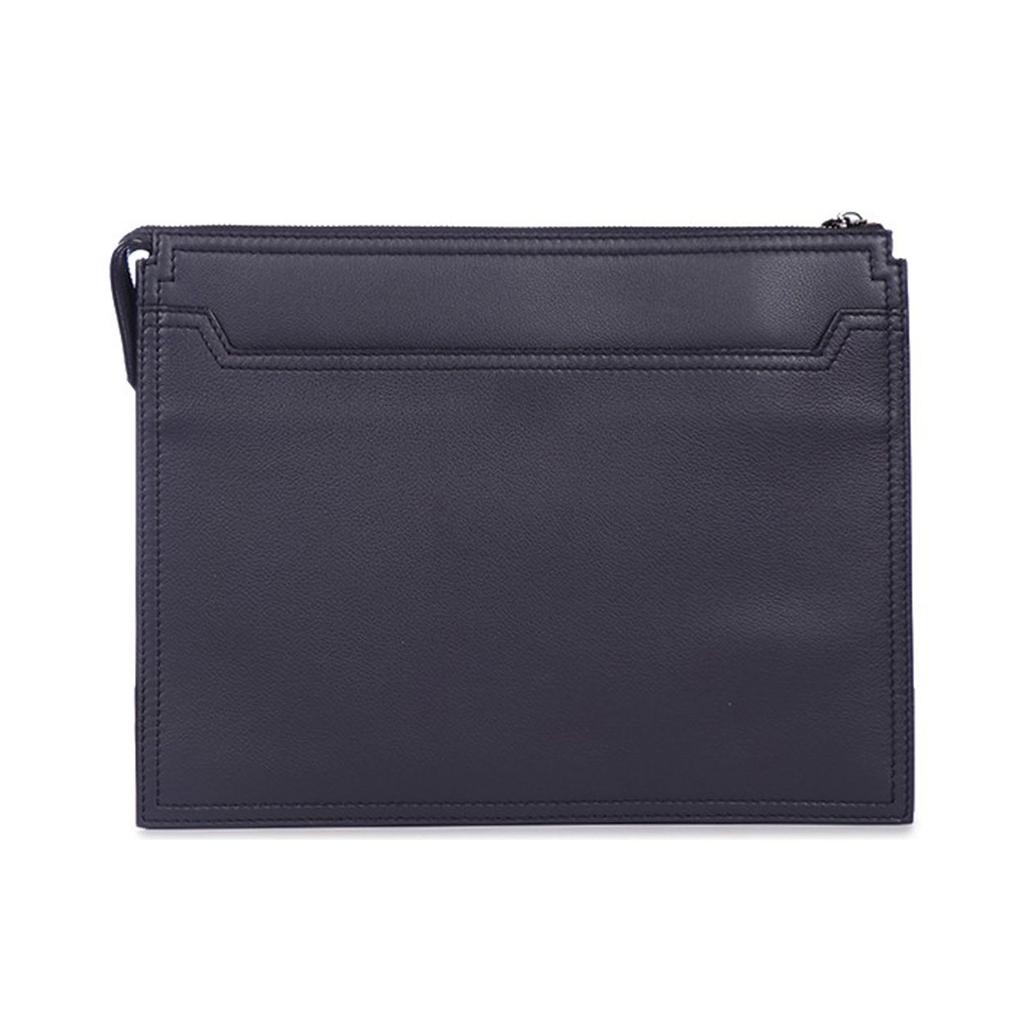 Bally Classic Leather Red And White Striped Commuter Fashion Large Capacity Leather Clutch Men Clutch Deep-Blue 6236781