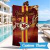 Custom Name Kansas Chiefs Logo Personalized Microfiber Beach Towel, Quick-Dry, Ideal for Summer Travel, Beach Essential, Swimming