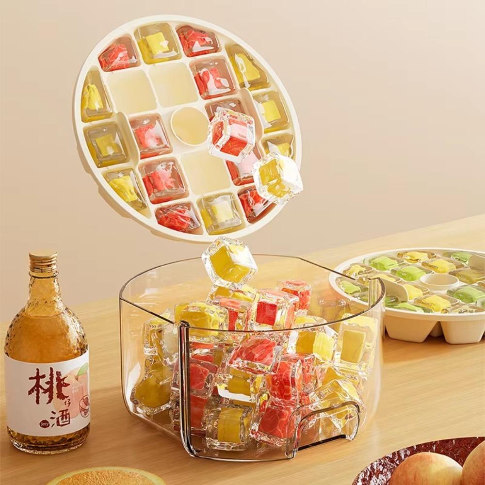 Press Type Home Ice Box with Lid Ice Cube Maker Fashion Ice Compartment Boxs Ice Tool