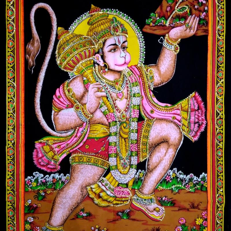 Tapestry of the Indian god Hanuman, poster bohemian 75x100