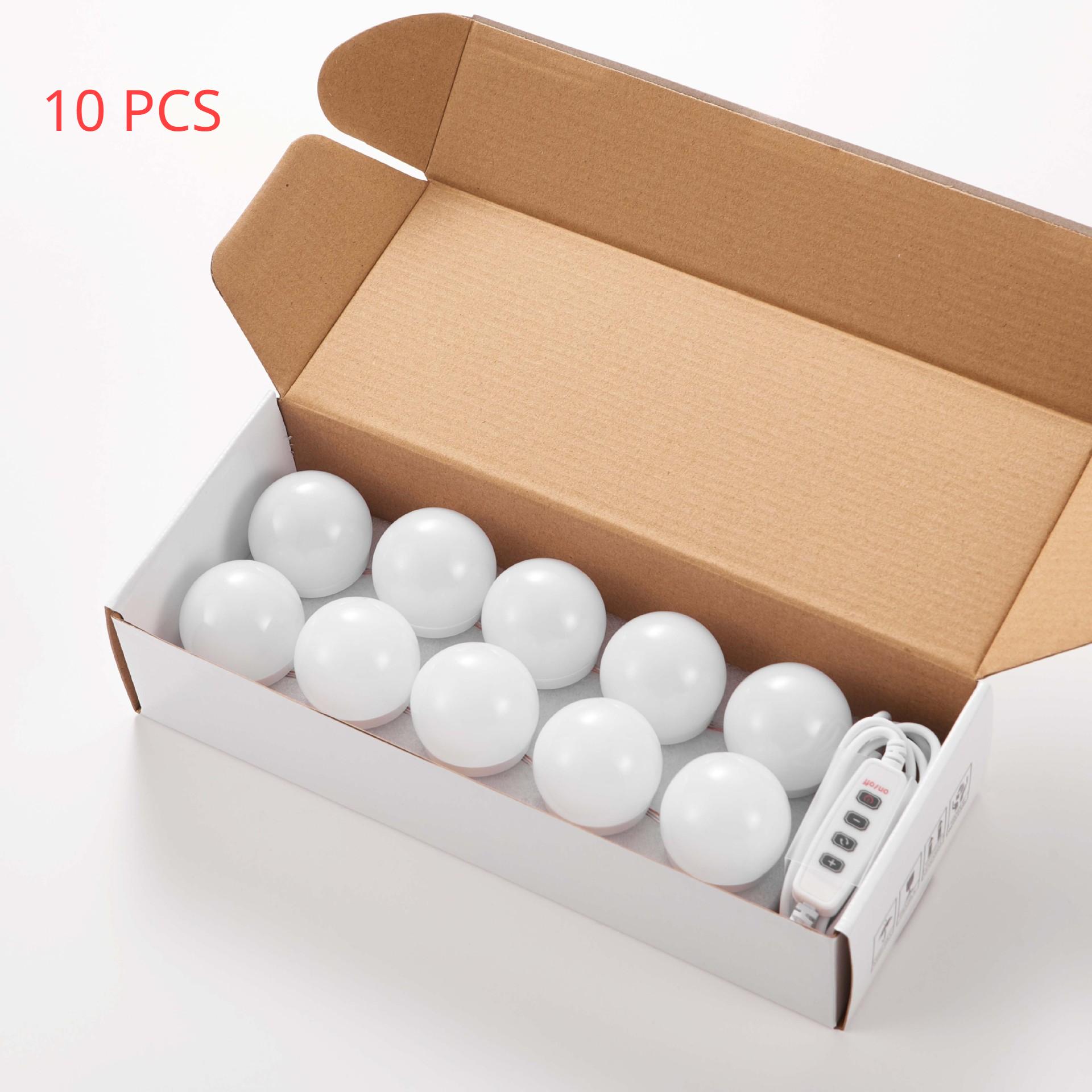 

4/6/8/10/12/14 светодиодный комплект светильников для макияжа, USB затемняемые зеркальные лампы, освещение для туалетного столика, настенный туалетный столик, ванная комната 10 PCS белый