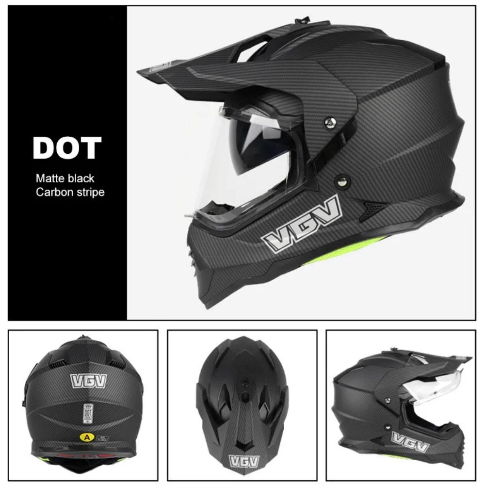 Full Face Off-Road Motorcycle Helmet with Windproof Face Shield and Integrated Sun Visor, DOT & ECE Certified, Lightweight ABS C