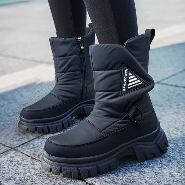 Women's Winter Fur One Thickened Padded Waterproof Comfortable Warm Anti-cold Lightweight Hiking Waterproof Anti-slip Thick Sole Snow Boots