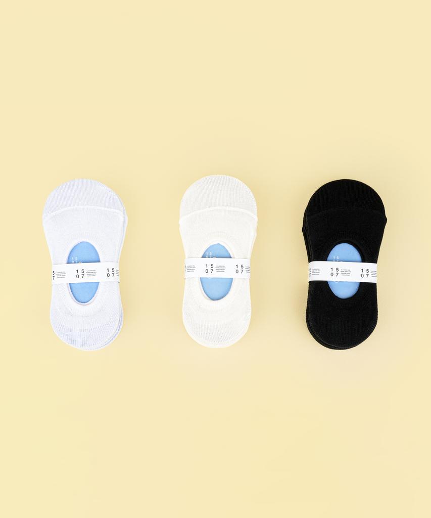Ilogongchil [5Pack] 1507 Kids Hidden Socks - White/Snow White/Black