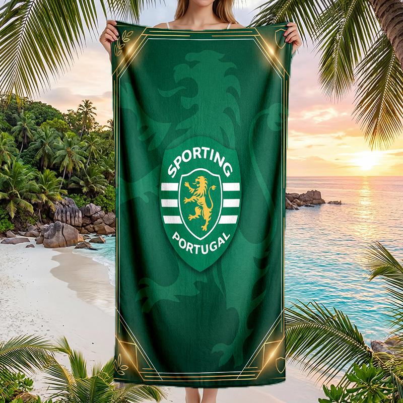 Asciugamano da Spiaggia Sporting CP FC Stampa Asciugatura Rapida Microfibra Assorbente Portatile da Viaggio Asciugamano da Nuoto