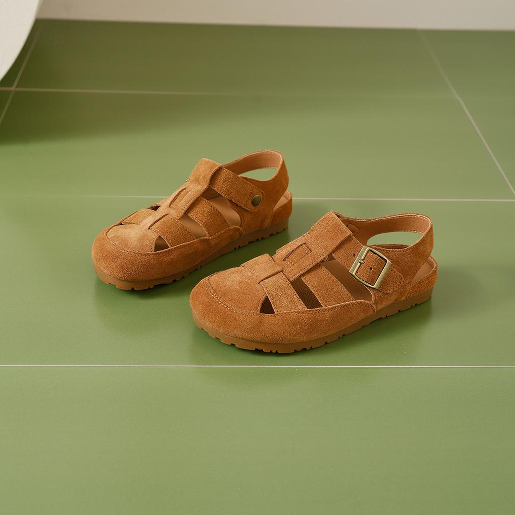 Retro Woven Sandals Women's Summer New Flat Bottom Versatile Beach Bag Head Sandals Women's Shoes Tide